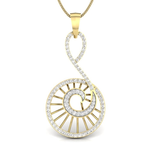 9K-14K-18K Gold Enchanting Sunburst Infinity Pendant - A Symphony of Diamonds & Golden Spirals by Avarta