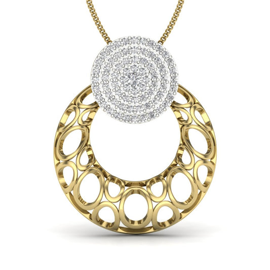Celestial Harmony | 9K-14K-18K Gold Diamond Pendant | Gift for Her