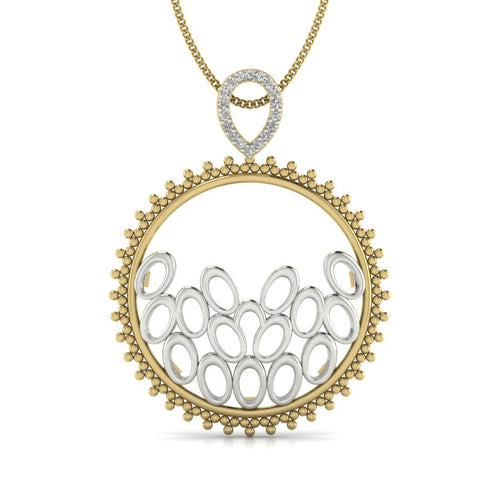 9K-14K-18K Gold Two Tone Unisex Statement Pendant