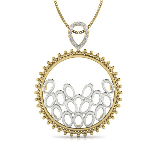 9K-14K-18K Gold Two Tone Unisex Statement Pendant