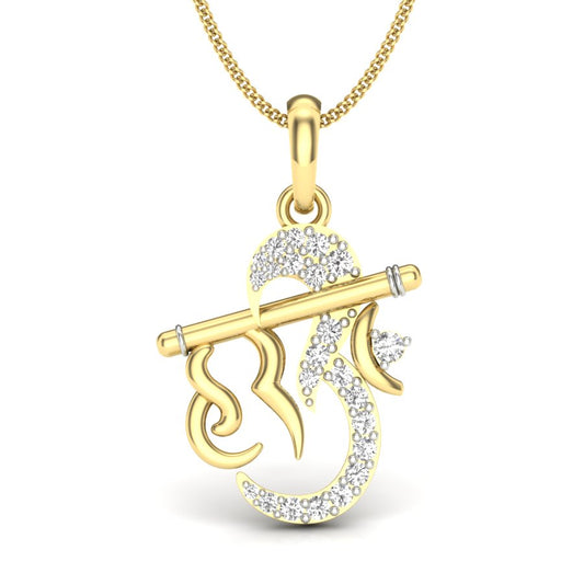 Luxury Spiritual Jewellery | Hari Om Diamond Pendant in 9K, 14K & 18K Gold | International Designer Inspired Hari Om Pendant