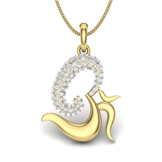 14K & 18K Gold Lab Grown Diamond Om Pendant Necklace 0.36 CT | Spiritual Diamond Pendant