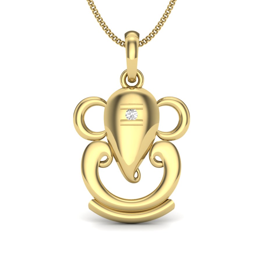 Avarta Jewellery Gold Lord Ganesha Diamond Pendant Main image