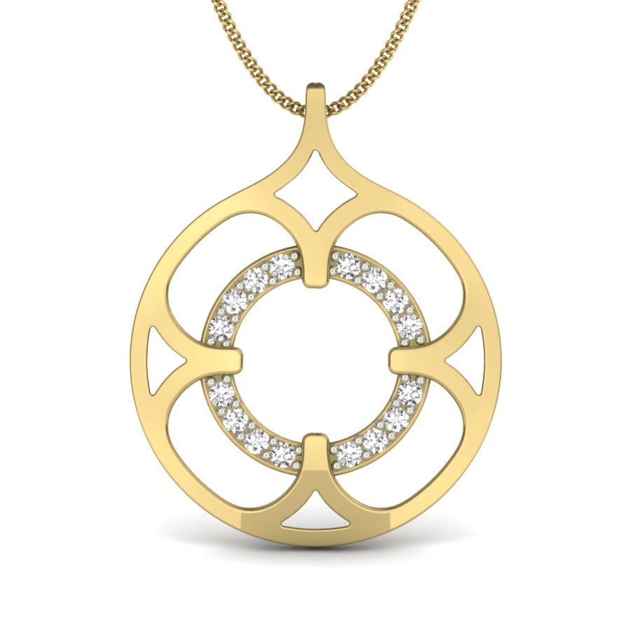 Sparkling Floral Diamond Circle Pendant in 9K-14K-18K Gold