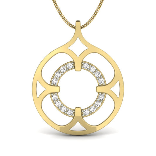 Sparkling Floral Diamond Circle Pendant in 9K-14K-18K Gold