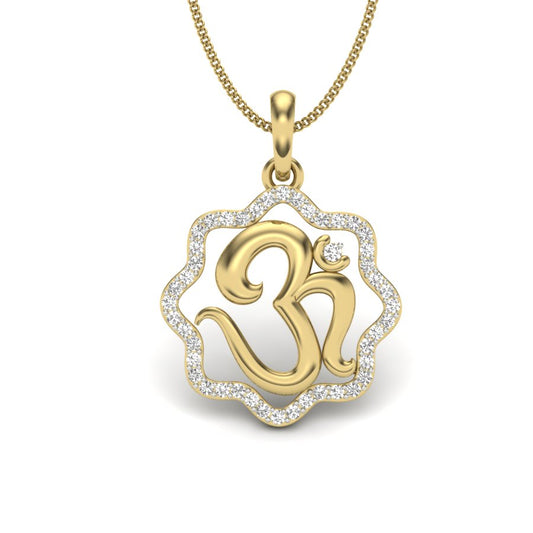 Sacred Glow Om Pendant Luxury Gold Jewellery in 9K, 14K & 18K with Certified Lab Grown Diamonds, Ideal Gift for Her