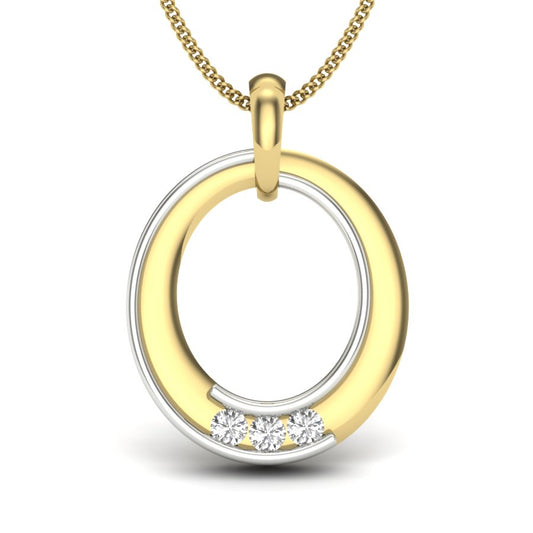 9K-14K-18K Yellow Gold Signature Two Tone Circle Pendant - Bold Yet Delicate, Modern Yet Timeless by Avarta