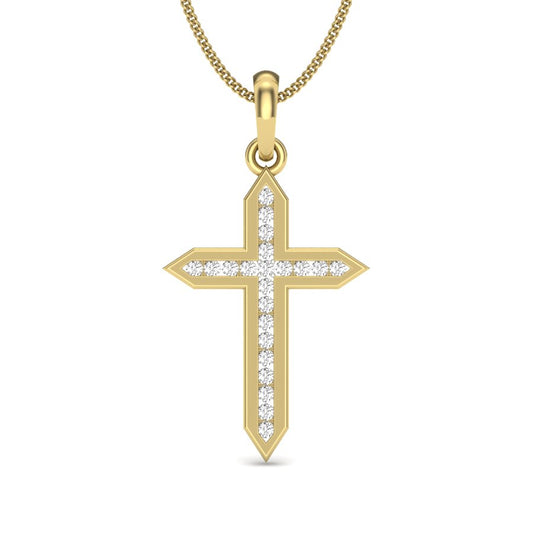 Golden Blessing Cross Pendant, Sparkling Lab Grown Diamonds Set in 9K/14K/18K Gold | Sacred & Sophisticated