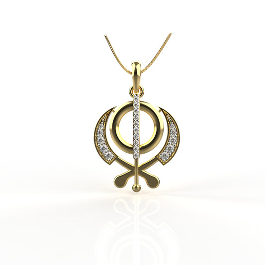 Luxury Sikh Jewellery, Khanda Pendant in 9K, 14K & 18K Gold with Lab Grown Diamonds, Spiritual Necklace for Devotion, Festivals & Gifting