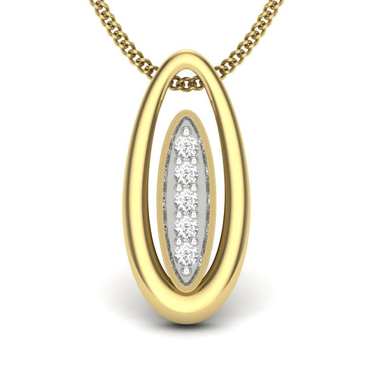 Luxurious Two Tone Oval Diamond 9K-14K-18K Gold Pendant - Timeless Beauty Suspended in Golden Light
