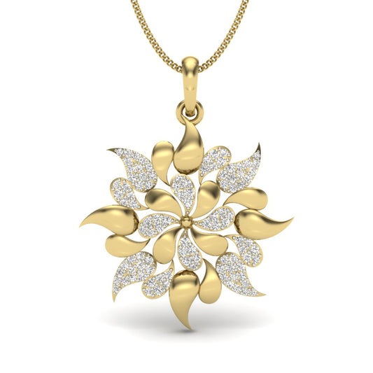 Unisex 9K/14K/18K Gold Luxurious Diamond Blooming Star Pendant - Where Golden Petals Meet Celestial Fire