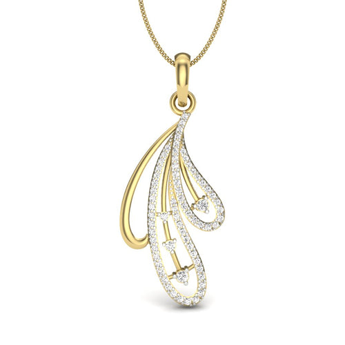9K-14K-18K Gold Enchanting Feather Teardrop Diamond Pendant - A Story of Freedom & Feminine Light by Avarta Jewellery