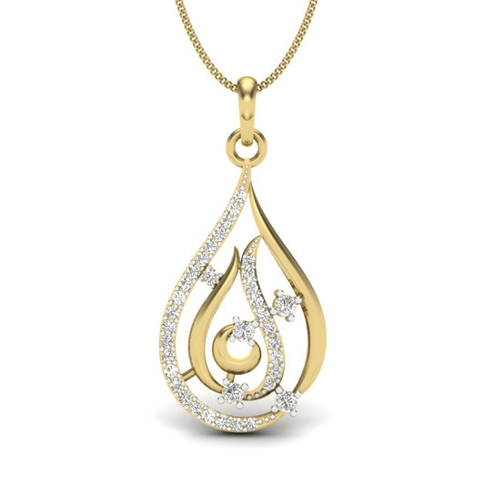 Luminous Teardrop Flame Pendant, Lab Grown Diamond Swirl Necklace in 9K/14K/18K Gold | Elegant Passion & Grace Jewelry