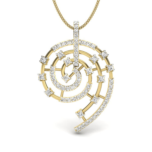9K-14K-18K Yellow Gold Diamond Spiral Orbit Pendant Necklace - Eternal Motion Captured in Golden Light