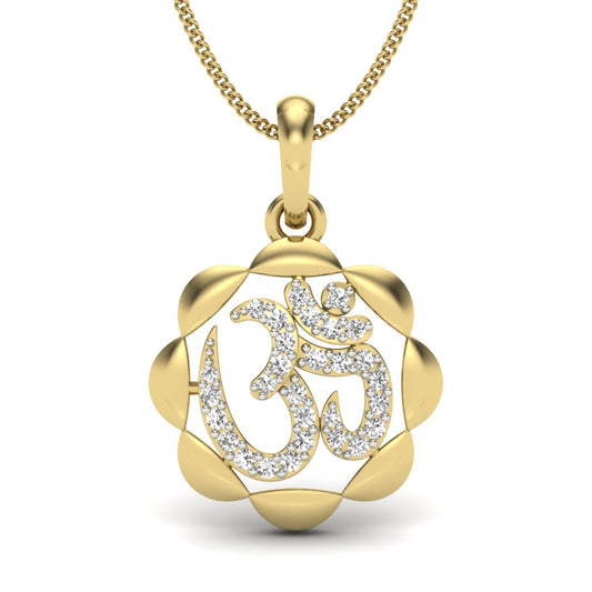Divine Om Lab Grown Diamond Pendant in 14K / 18K Gold | 0.18 CT Spiritual Diamond Jewelry