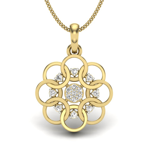 9K|14K|18K Gold Interlocked Rings Diamond Pendant Necklace - Symbol of Eternal Connection