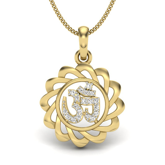14K/18K Gold Lab Grown Diamond Om Mandala Pendant | 0.087ct | BIS Hallmarked | 2.2g