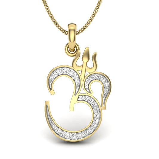 Timeless Devotion Om Trishul Pendant with Diamonds & Premium Craftsmanship Lord Shiva Blessings Pendant by Avarta Jewellery