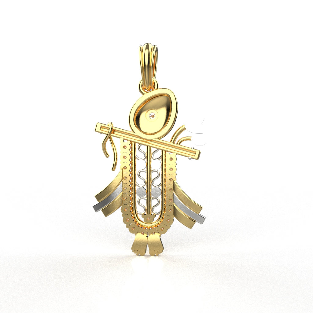 Avarta Jewellery Gold Shreenath Ji Pendant With Lab Grown Diamond and Enamel