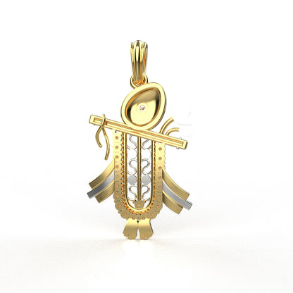 Avarta Jewellery Gold Shreenath Ji Pendant With Lab Grown Diamond and Enamel