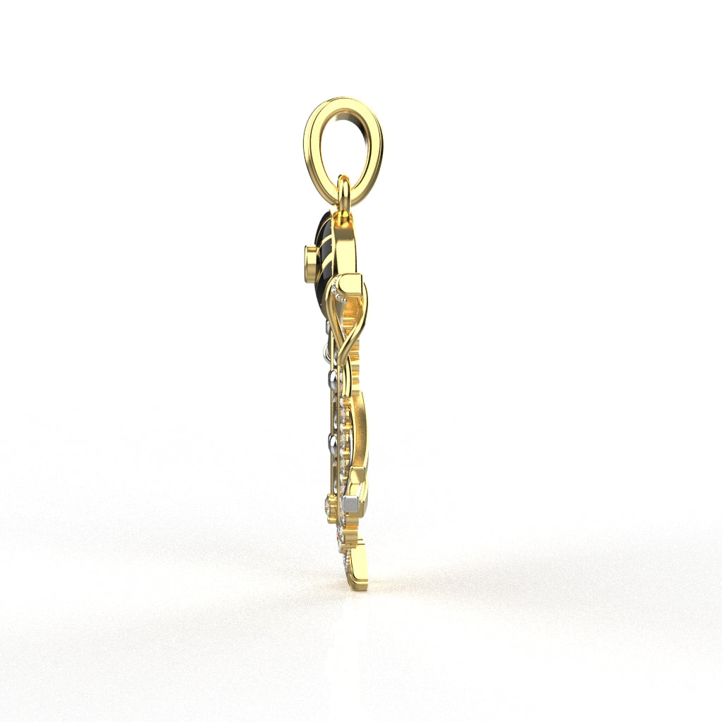 Avarta Jewellery Gold Shreenath Ji Pendant With Lab Grown Diamond and Enamel