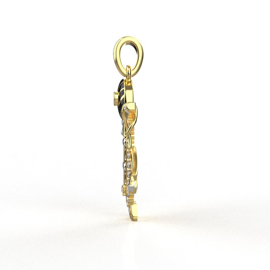 Avarta Jewellery Gold Shreenath Ji Pendant With Lab Grown Diamond and Enamel