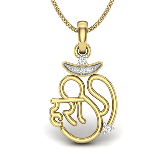 Divine Fusion of Sacred Elegance Hari Om Pendant in 9K | 14K | 18K Gold with Lab Grown Diamonds Modern Pendant for Wisdom, Peace & Prosperity