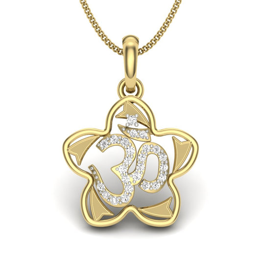 Divine Petals of Peace | Lab Grown Diamond Unisex Om Pendant with IGI Certified Diamonds