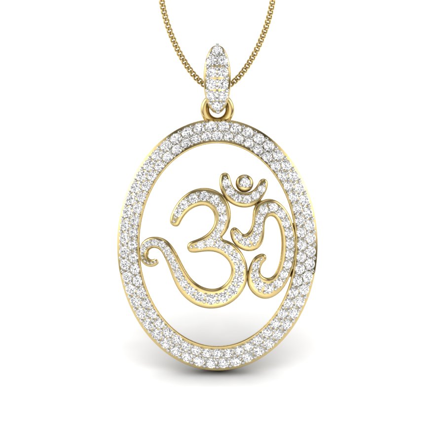Timeless Devotion Om Pendant Luxury Gold Jewellery in 9K, 14K & 18K with Lab Grown Diamonds, Certified by IGI/SGL
