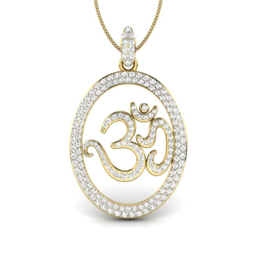 Timeless Devotion Om Pendant Luxury Gold Jewellery in 9K, 14K & 18K with Lab Grown Diamonds, Certified by IGI/SGL