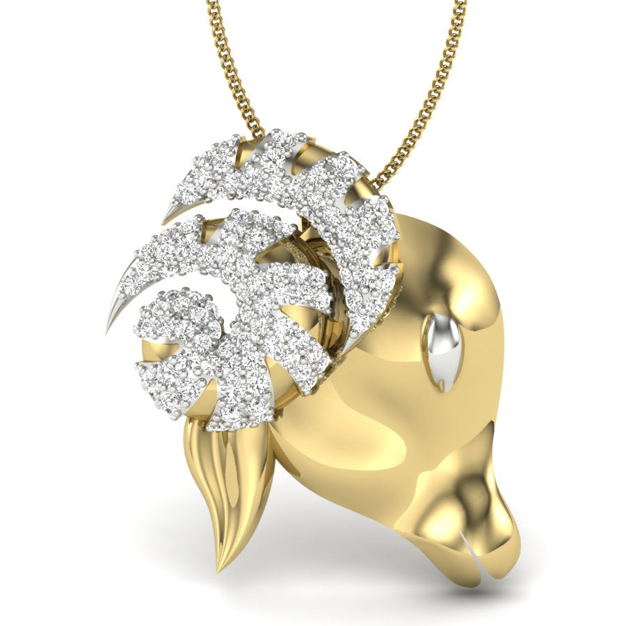 Majestic Stamped Bull Pendant, Designer Gold Jewellery in 9K, 14K & 18K with Certified Lab Grown Diamonds, Premium Craftsmanship