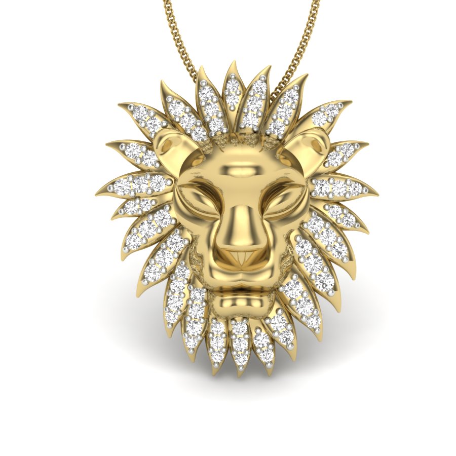 Strength & Elegance Lion Head Pendant in 9K | 14K | 18K BIS Hallmarked Gold with Certified Lab Grown Diamonds, Luxury Unisex Designer by Avarta Jewellery