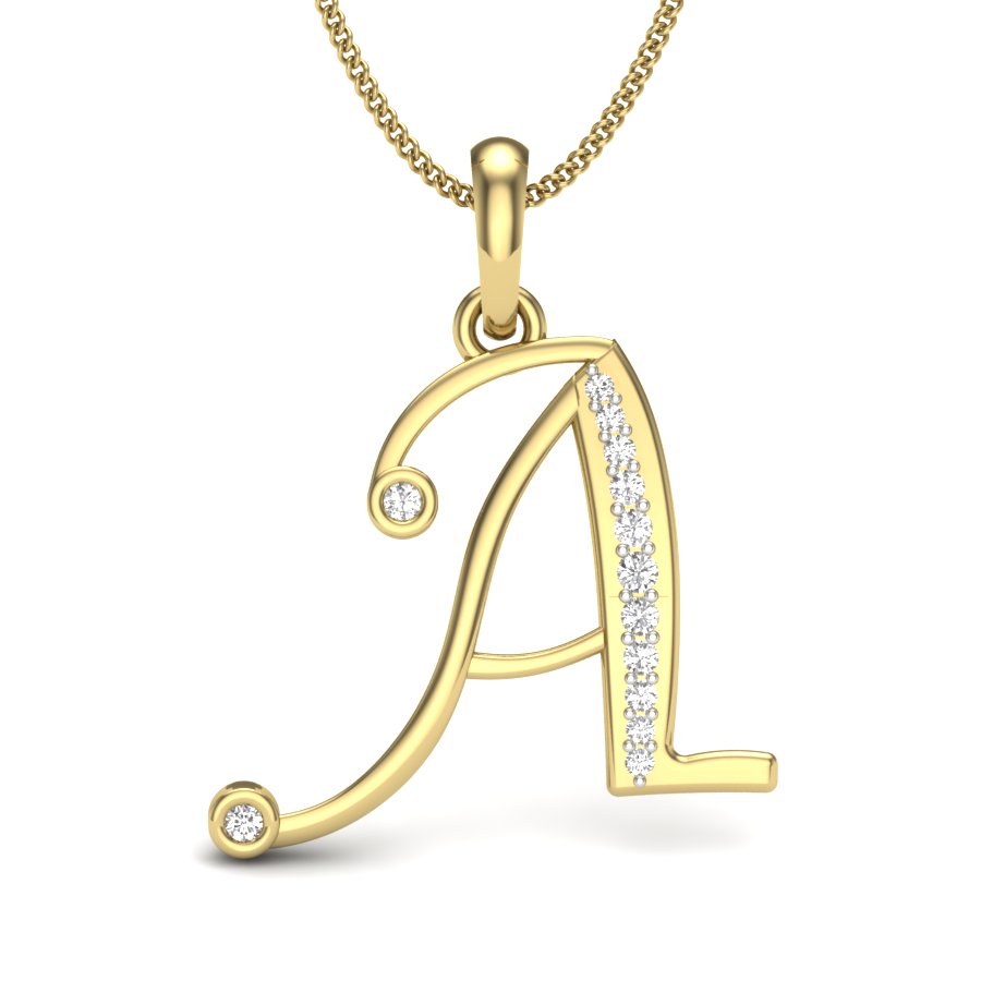Unmatched Elegance Alphabet Pendant “A” - Luxury Gold Jewellery in Yellow, Rose & White Gold with Lab Grown Diamonds, Best Gift for Her