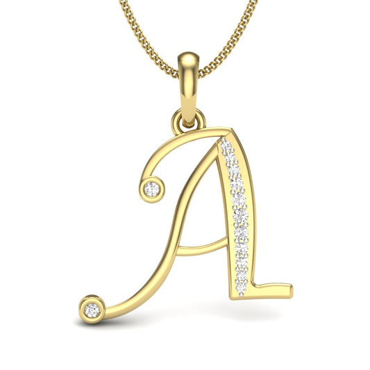 Unmatched Elegance Alphabet Pendant “A” - Luxury Gold Jewellery in Yellow, Rose & White Gold with Lab Grown Diamonds, Best Gift for Her