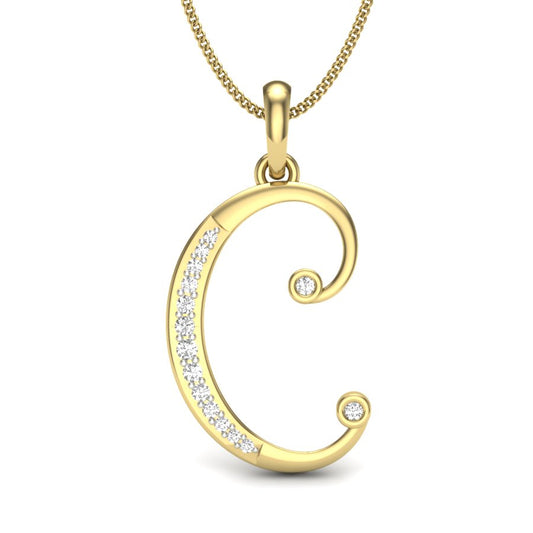Forever Yours Initial “C” Pendant - 9K, 14K & 18K Gold Necklace with Lab Grown Diamonds, Certified by IGI/SGL, Unisex Alphabet Pendant