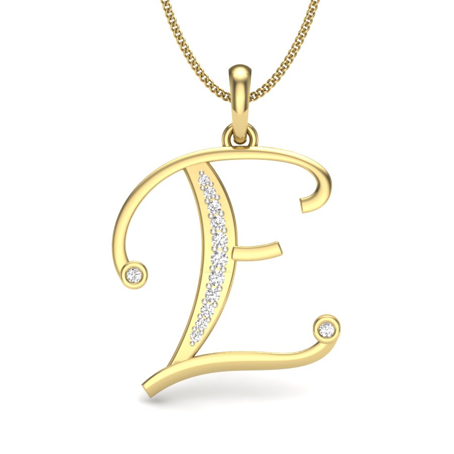 Eternal "E" Initial Diamond Pendant | Sparkling 0.10 Carat Lab Grown Diamonds in 9K/14K/18K Gold (Yellow/Rose/White) | Timeless Personalized Alphabet Necklace for Women