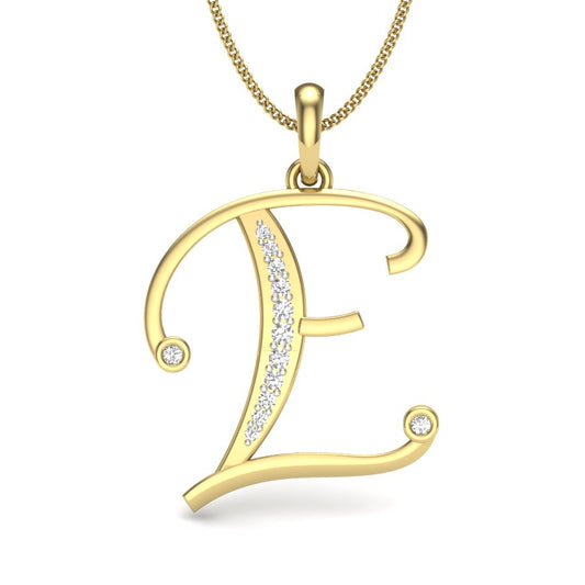 Eternal "E" Initial Diamond Pendant | Sparkling 0.10 Carat Lab Grown Diamonds in 9K/14K/18K Gold (Yellow/Rose/White) | Timeless Personalized Alphabet Necklace for Women