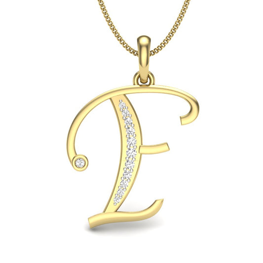 Feminine & Fierce "F" Alphabet Pendant | Graceful Lab Grown Diamond Design in 9K/14K/18K Gold | Celebrate Femininity, Strength & Unique Style