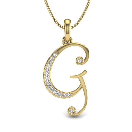 Graceful "G" Initial Lab Grown Diamond Pendant | 9K/14K/18K Gold Personalized Letter Necklace in Yellow, Rose & White Gold | Elegant Alphabet Jewelry Gift for Her | Celebrate Glamour, Strength & Individuality