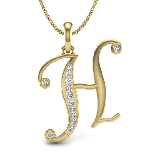 Heavenly "H" Initial Lab Grown Diamond Pendant | 9K/14K/18K Gold | Graceful Personalized Alphabet Necklace for Women | A Touch of Heavenly Grace