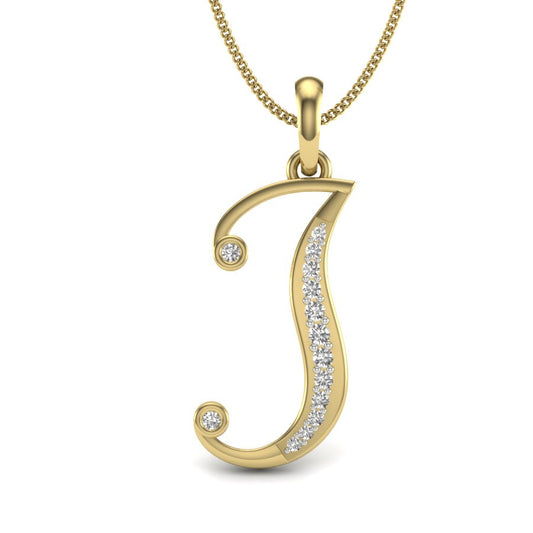 Joyful "J" Initial Lab Grown Diamond Pendant | 9K/14K/18K Gold Personalized Alphabet Charm | Celebrate Joy, Beauty & Individuality