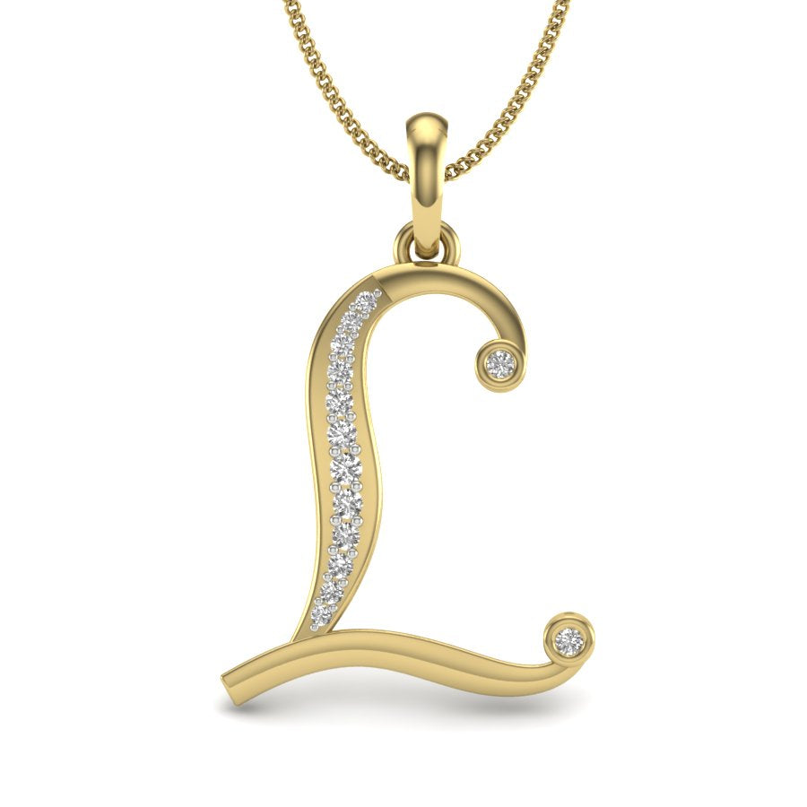 Personalised Initial “L” Pendant in 9K | 14K | 18K BIS Hallmarked Yellow, Rose & White Gold with Certified Lab Grown Diamonds, Ultimate Alphabet Jewellery Gift for Loved Ones by Avarta