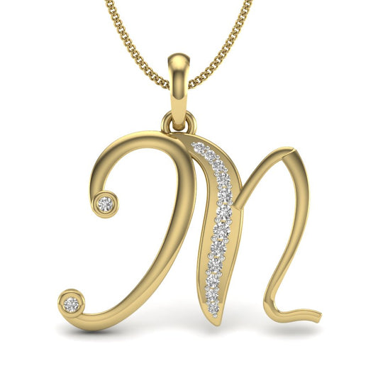 Diamond Alphabet Pendant “M” | BIS Hallmarked Gold (9K, 14K, 18K) with IGI Certified Lab Grown Diamonds, Elegant Personalised Pendant Necklace