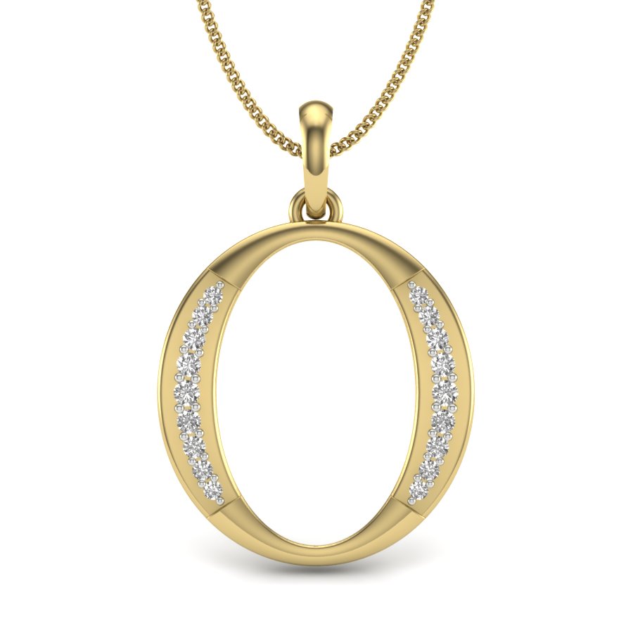 Graceful "O" Initial Diamond Pendant with 0.10 Carat Lab Grown Diamonds | 9K/14K/18K BIS Hallmarked Gold Alphabet Necklace (Yellow/Rose/White Gold) | Personalized Initial Pendant for Her