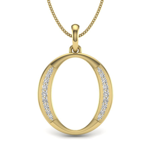 Graceful "O" Initial Diamond Pendant with 0.10 Carat Lab Grown Diamonds | 9K/14K/18K BIS Hallmarked Gold Alphabet Necklace (Yellow/Rose/White Gold) | Personalized Initial Pendant for Her