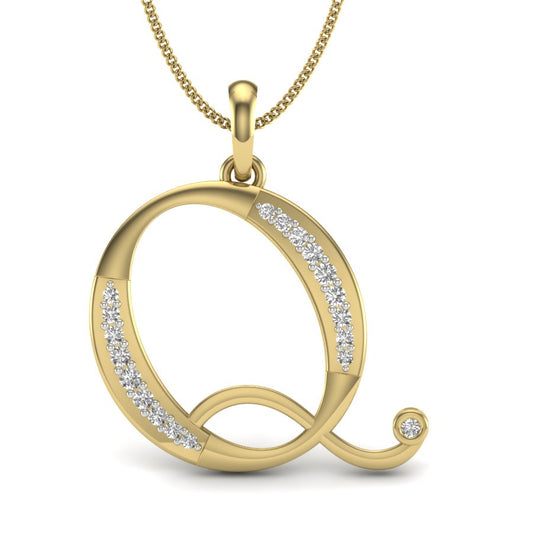 "Q" for Queen Sparkling Initial Diamond Pendant in 9K/14K/18K Gold | Lab Grown Diamond Personalized Alphabet Jewelry Gift for Anniversaries, Valentine’s & Rakhi