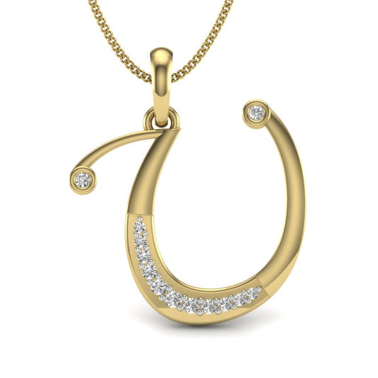 Unique "U" Initial Lab Grown Diamond Pendant | Flowing Lab Grown Diamond Design in 9K/14K/18K Gold | Elegant Personalized Alphabet Pendant Symbolizing Strength & Uniqueness