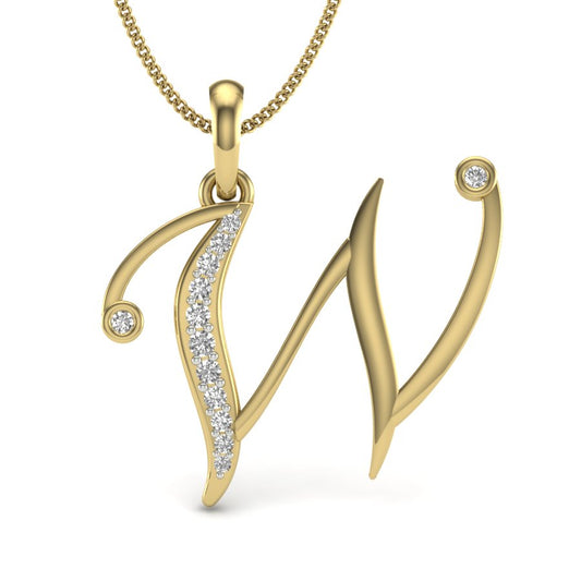 Luxury "W" Initial Pendant 0.10 Carat Lab Grown Diamonds | 9K/14K/18K Gold Yellow, Rose or White Gold Necklace | Personalized Alphabet Jewelry Gift for Birthday, Anniversary & Rakhi