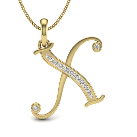 Divine "X" Initial Diamond Alphabet Pendant | 9K/14K/18K Gold Lab Grown Diamond Letter Necklace in Yellow, Rose or White Gold | Personalized Name Initial Jewelry Gift for Her | Prosperity & Style