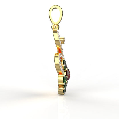 Avarta Jewellery Mystique Flower Pendant With Ruby and Emerald